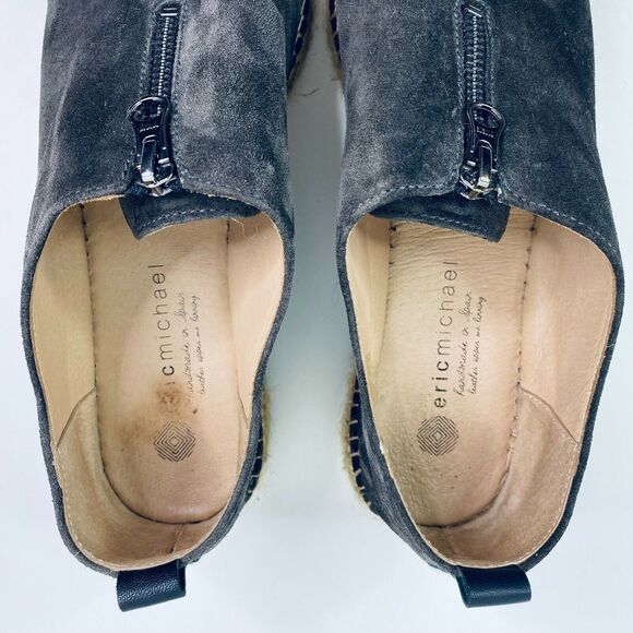 Eric Michael Womens Size 41 US 10-11 Serena Platform Espadrilles Gray Suede Zip - Picture 3 of 9